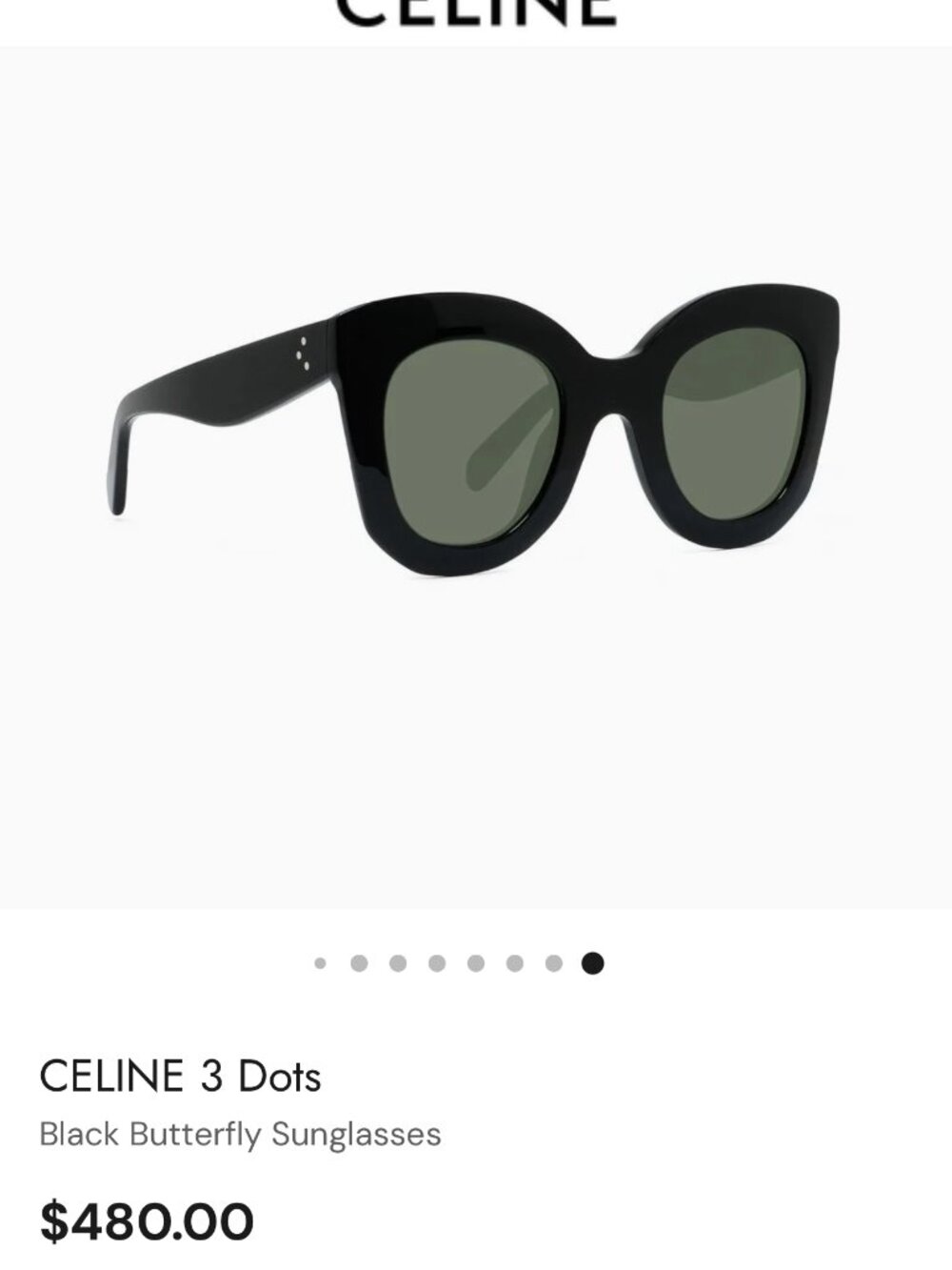 Celine 3 Dots Butterfly Black Round Women's Sunglasses CL4005FN - Picture 9 of 10